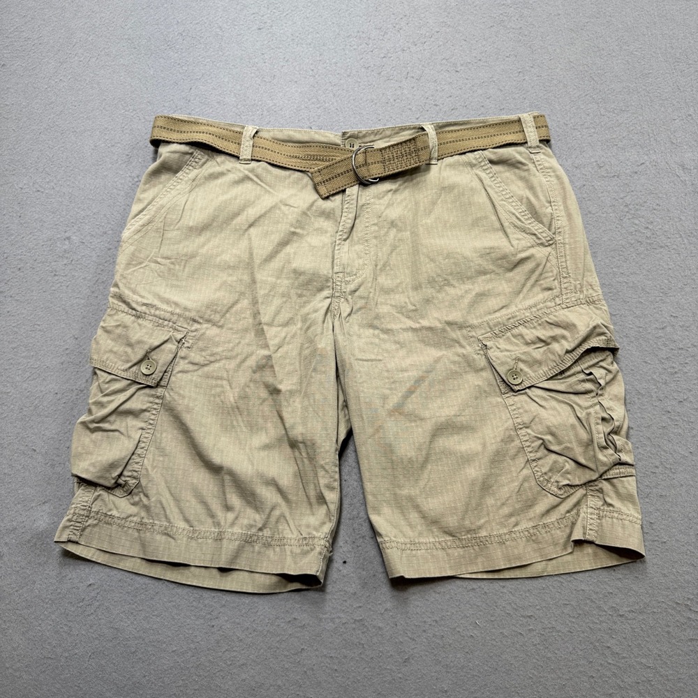 Calvin Klein Cargo Shorts Men's 38 Khaki Ripstop Belted Relaxed Utility Hiking